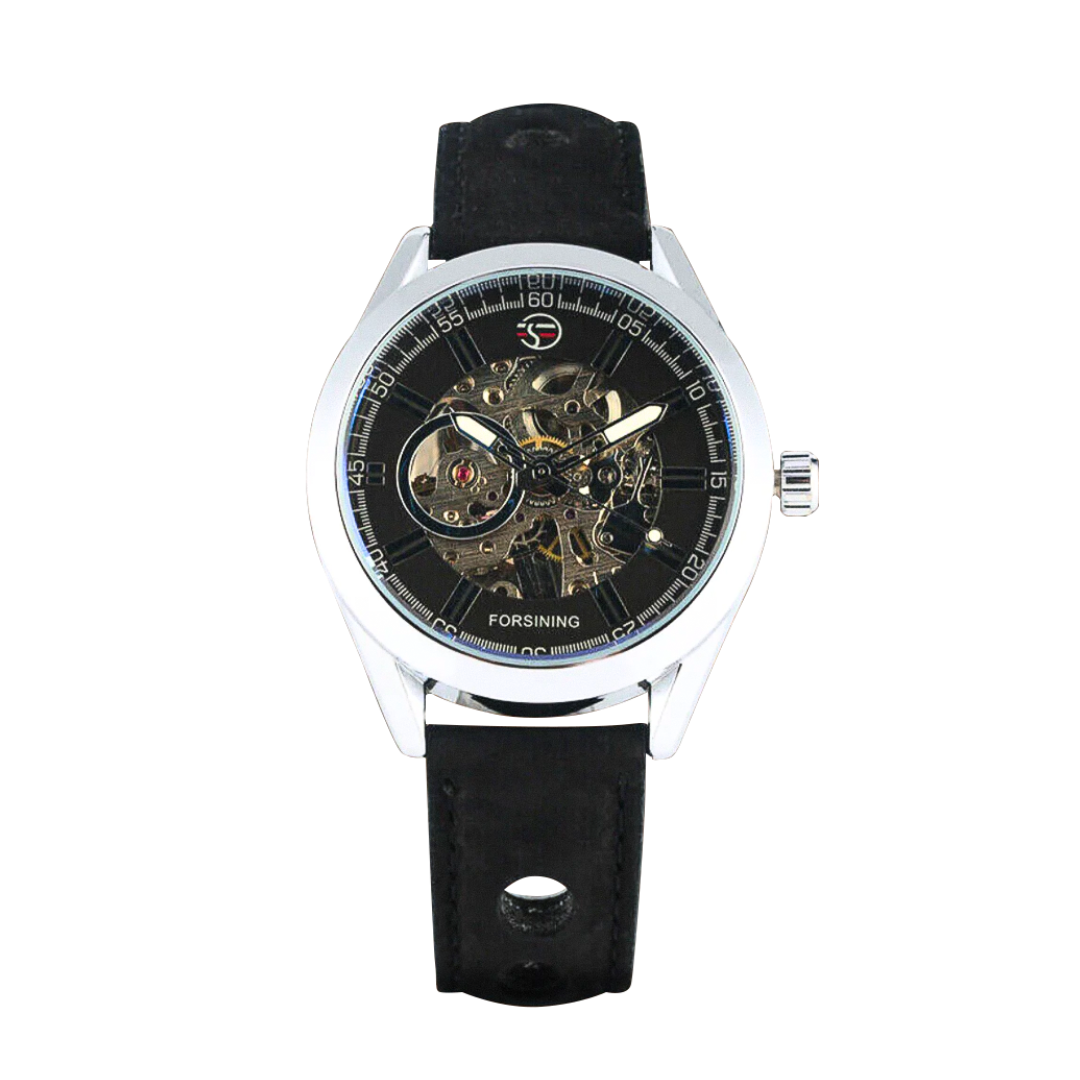 Felipe™ | Bold Men’s Skeleton Leather Watch