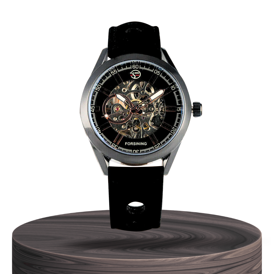 Felipe™ | Bold Men’s Skeleton Leather Watch