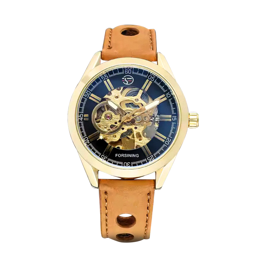 Felipe™ | Bold Men’s Skeleton Leather Watch
