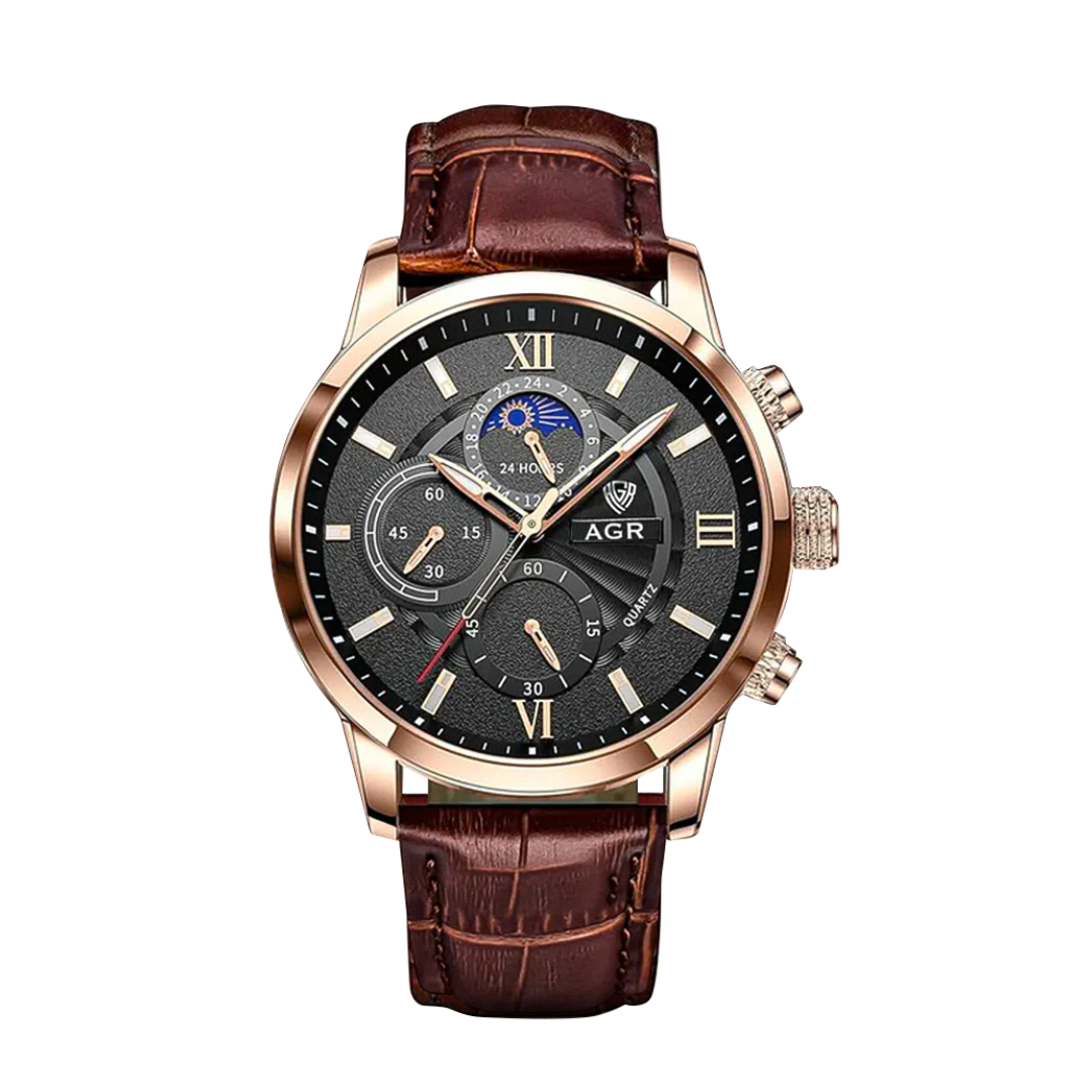 Ruben™ | Men’s Moon Phase Leather Watch
