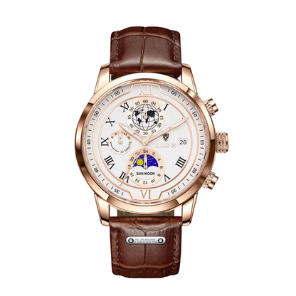 Liam™ | Celestial World-Time Leather Watch