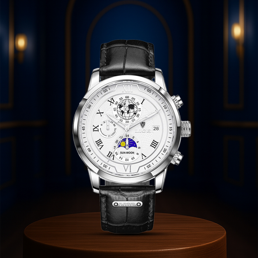 Liam™ | Celestial World-Time Leather Watch