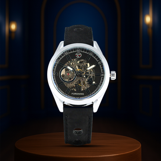 Felipe™ | Bold Men’s Skeleton Leather Watch